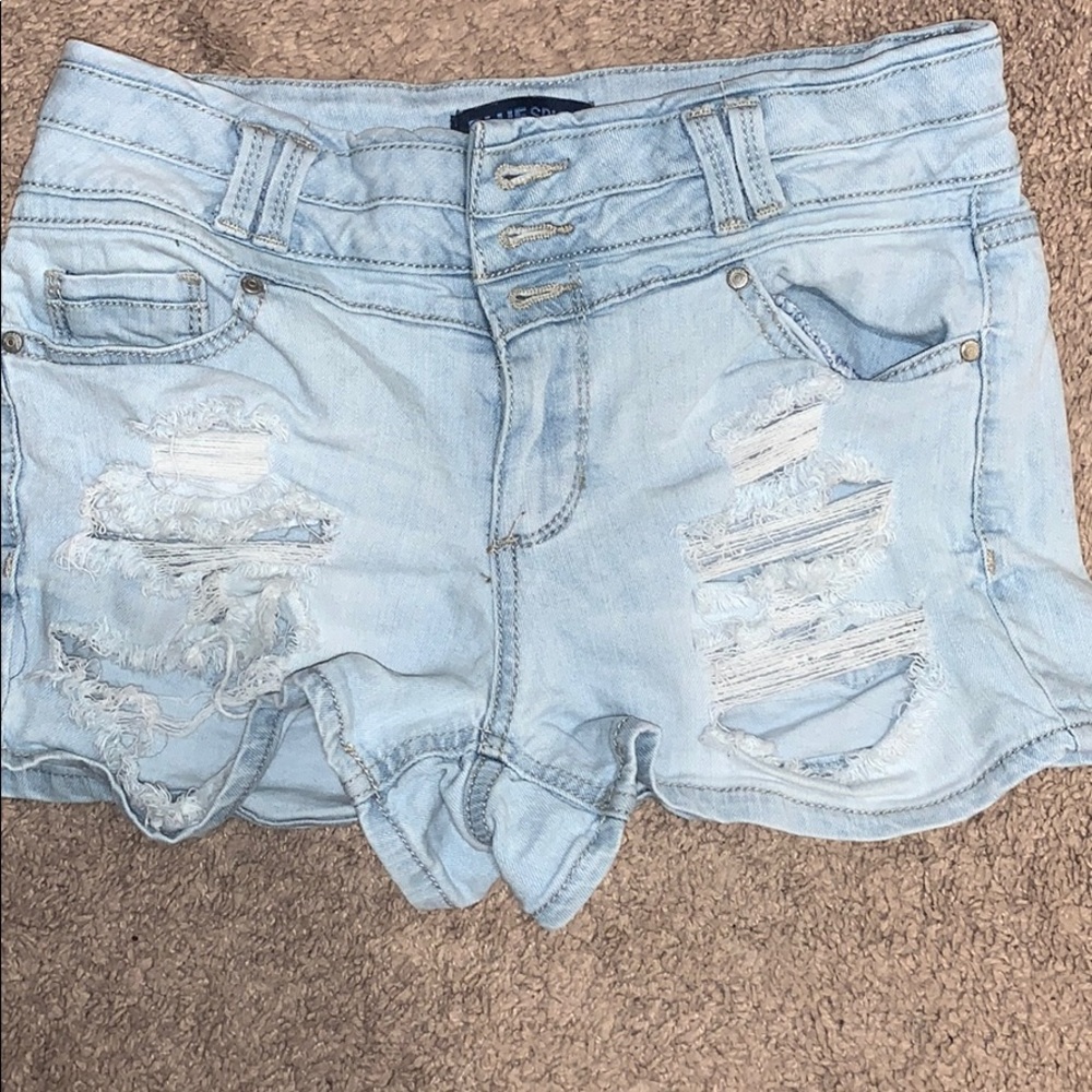 Light washed jean shorts